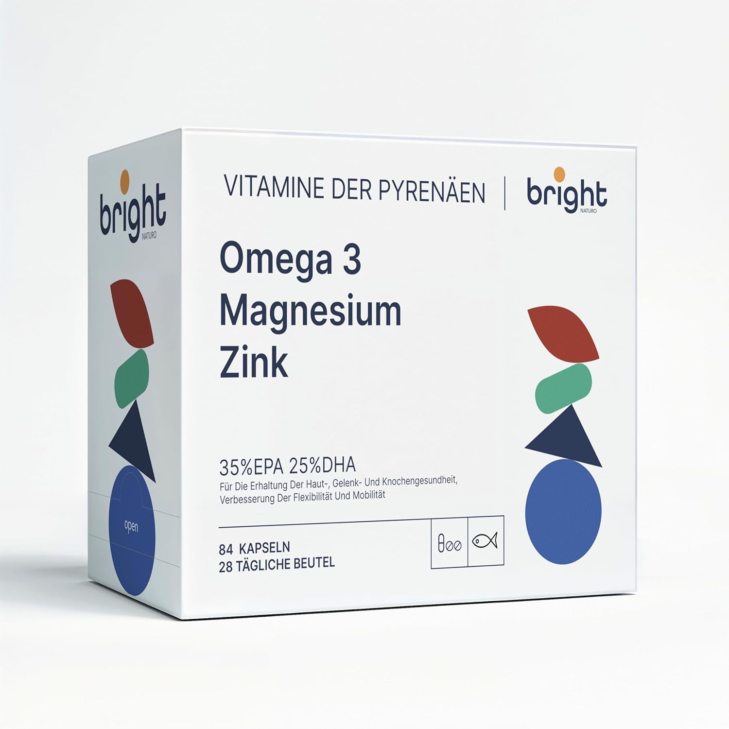 Magnesium Komplex mit B6 & Zink – Omega 3 Magnesium Zinc - Support for Brain and Muscles, 3 Supplements in 1 Pack for Cognitive Performance and Energy I 28 Daily Doses