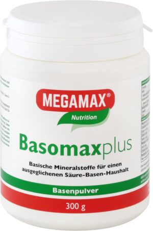 Magnesium Komplex mit B6 & Zink โ Megamax Basomax Base Powder 300 g Vegan for Balanced Acid-Base Balance with Magnesium Calcium and Zinc Powder for Base Fasting
