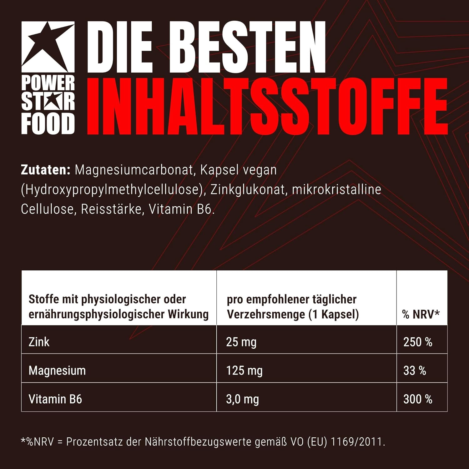 Magnesium Komplex mit B6 & Zink – Powerstar 120 ZMA Capsules High Dose 25 mg Zinc per Capsule with Magnesium & Vitamin B6 Laboratory Tested Pharmaceutical Quality Made in Germany Vegan One Tin is Enough for About 6 Months – Bild 5