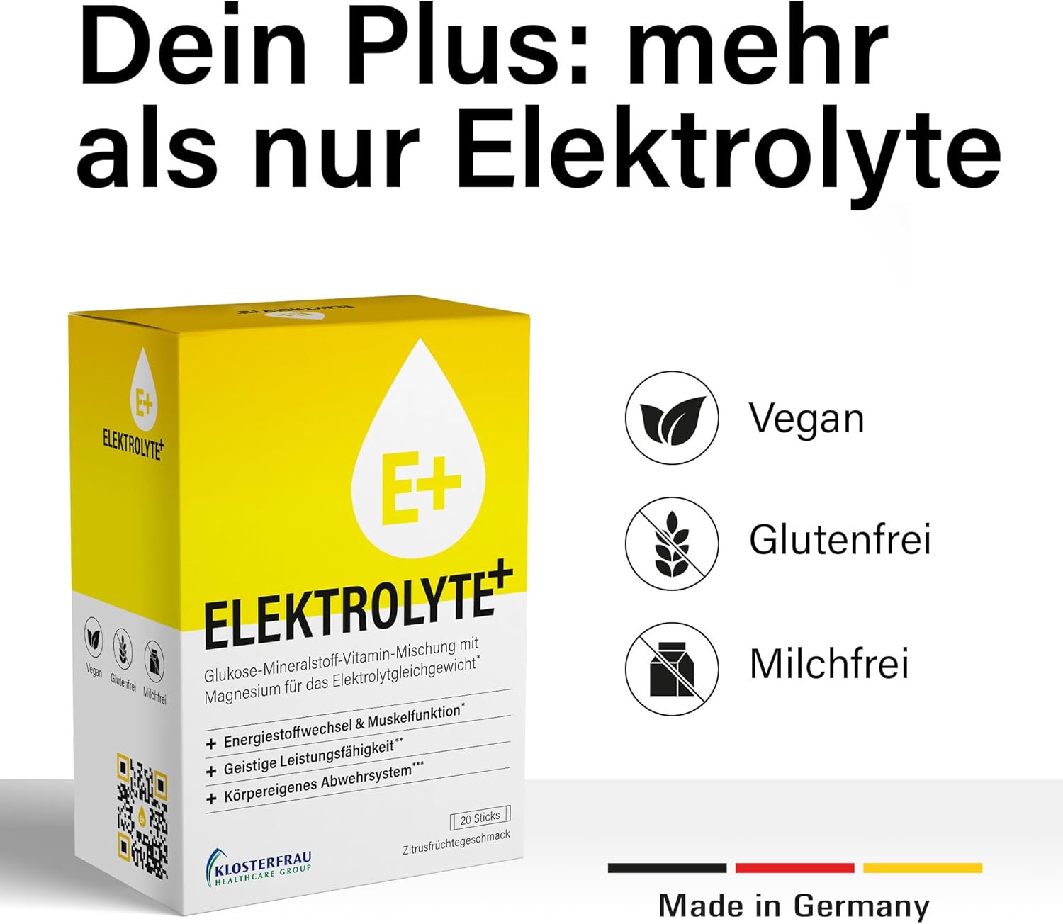 Magnesium Komplex mit B6 & Zink – ELEKTROLYTE+ | 20 Sticks | Supports Electrolyte Balance | With Magnesium, Zinc, B5, Potassium | Citrus Fruit Flavour | Vegan – Bild 2