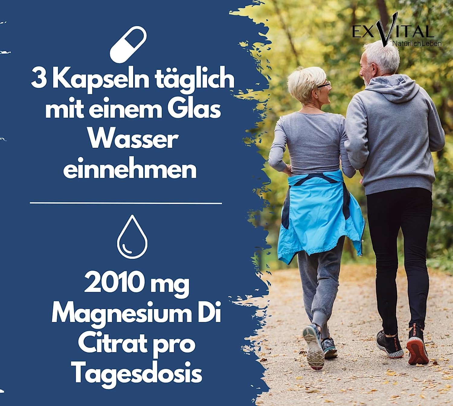 Magnesium 400 mg – EXVital Tri-Magnesium Dicitrate 2010 mg Magnesium Citrate, 322 mg Elementary Magnesium per Daily Dose Highly Concentrated 180 Capsules Premium Quality No Magnesium Stearate Vegan Pack of 1 (156 g) – Bild 2