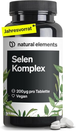 Magnesium Komplex mit B6 & Zink โ Selenium Complex - 365 Tablets with 200ฮผg Each - Premium: Complex of Sodium Selenite and Selenomethionine - High Dose, Without Magnesium Stearate, Vegan and Made In Germany