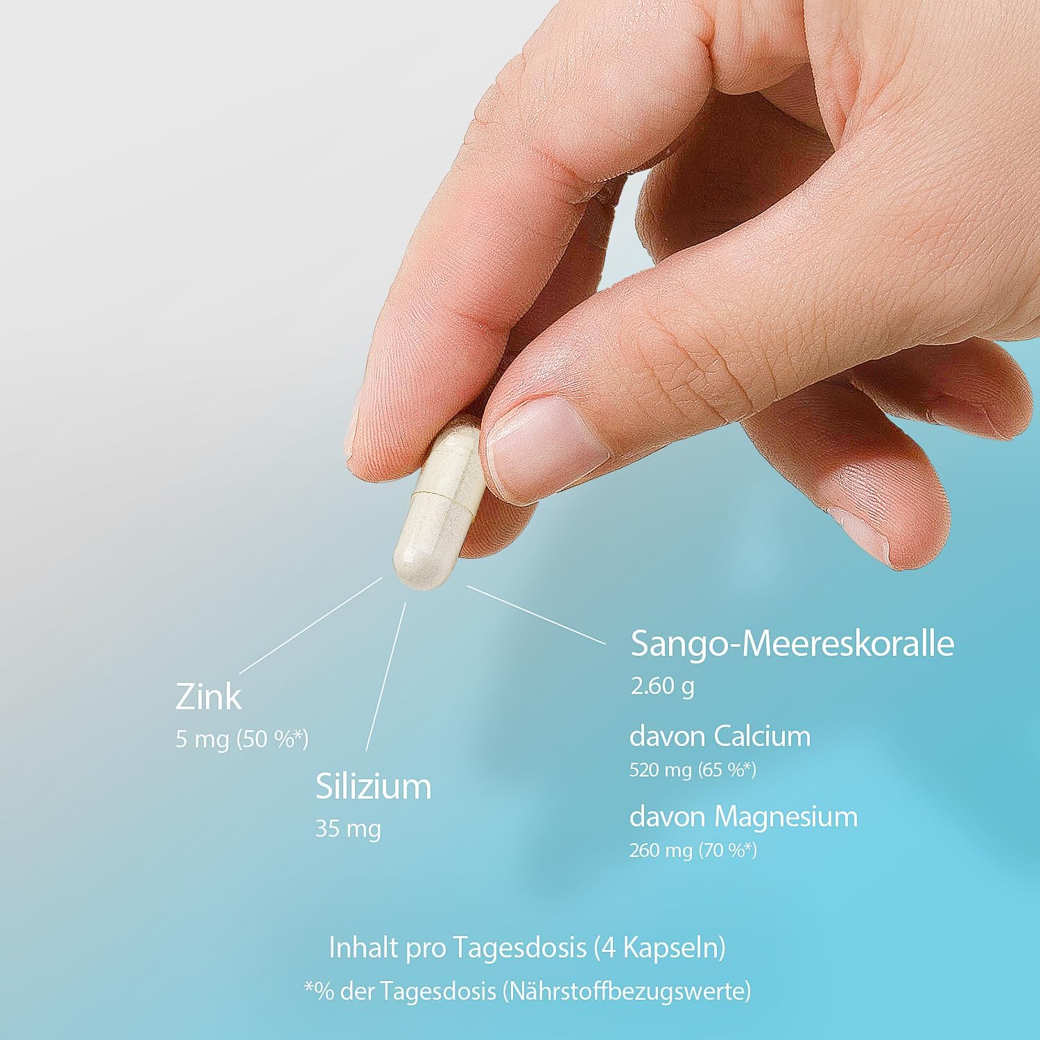Magnesium Komplex mit B6 & Zink – effective nature - Sango sea coral + zinc and silicon - 120 vegan capsules - with calcium and magnesium in the ideal ratio - high dose and without additives – Bild 4