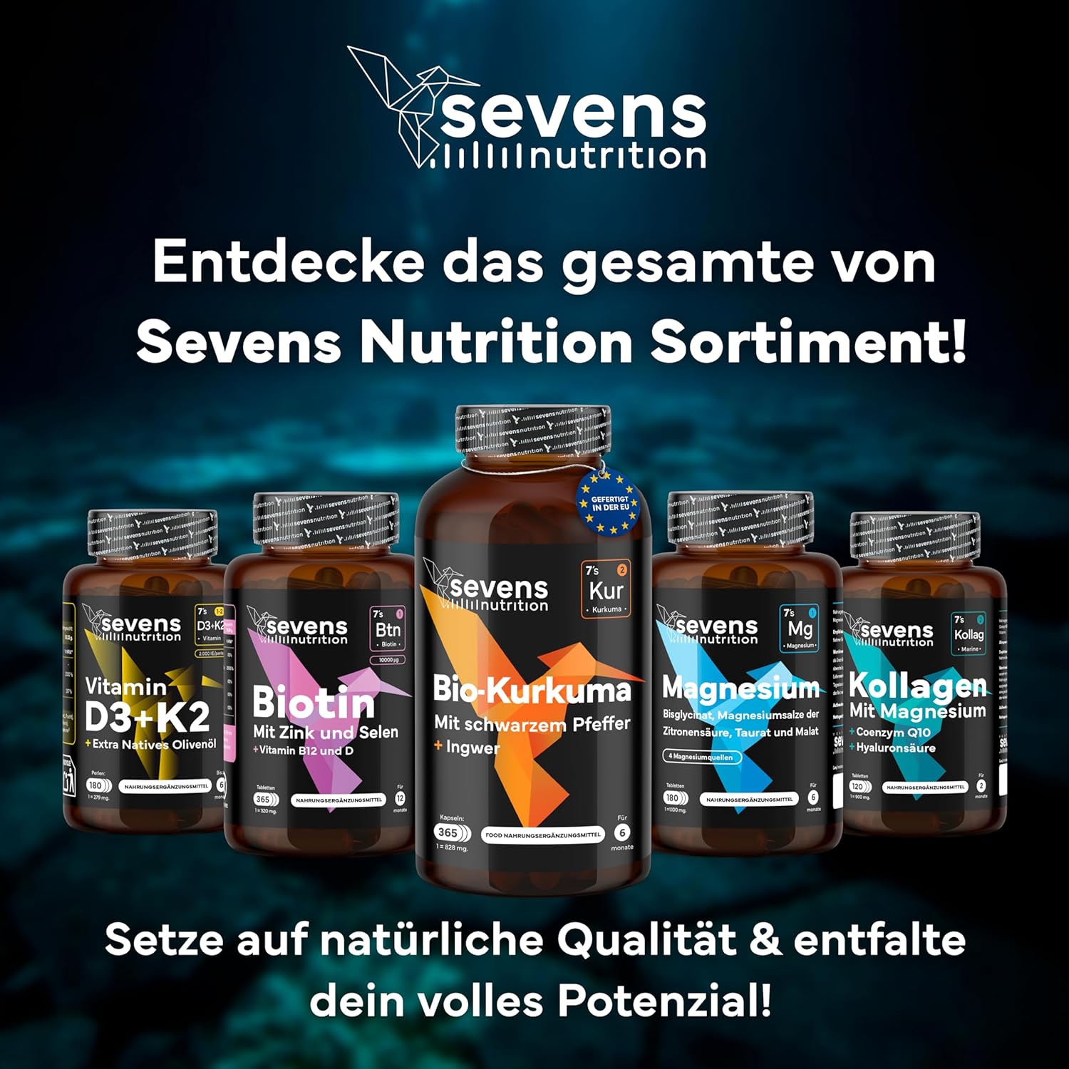 Magnesium Komplex mit B6 & Zink – Collagen Capsules High Dose - Premium Collagen Hydrolysate Complex with Hyaluronic Acid, Q10, Magnesium & Vitamins A, C, D3, B12 + Zinc - Laboratory Tested - 120 Tablets - Sevens Nutrition – Bild 9