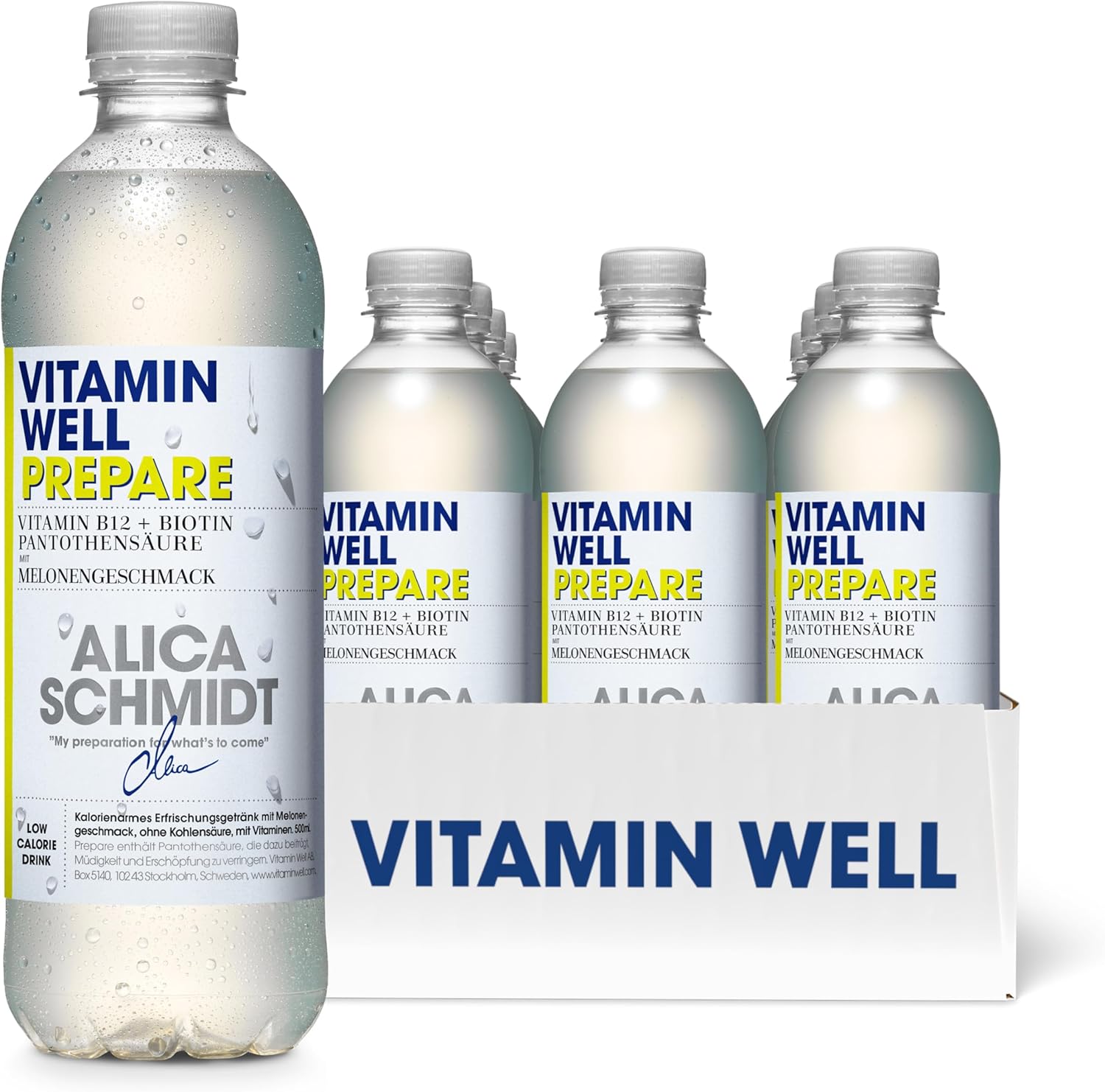 Magnesium Komplex mit B6 & Zink – Vitamin Well Vitamin Water with Flavour, Vitamin B12, Biotin, Magnesium, Zinc, Functional and Low Calorie Drink, Enriched with Functional Ingredients, 12 x 500 ml (Prepare)