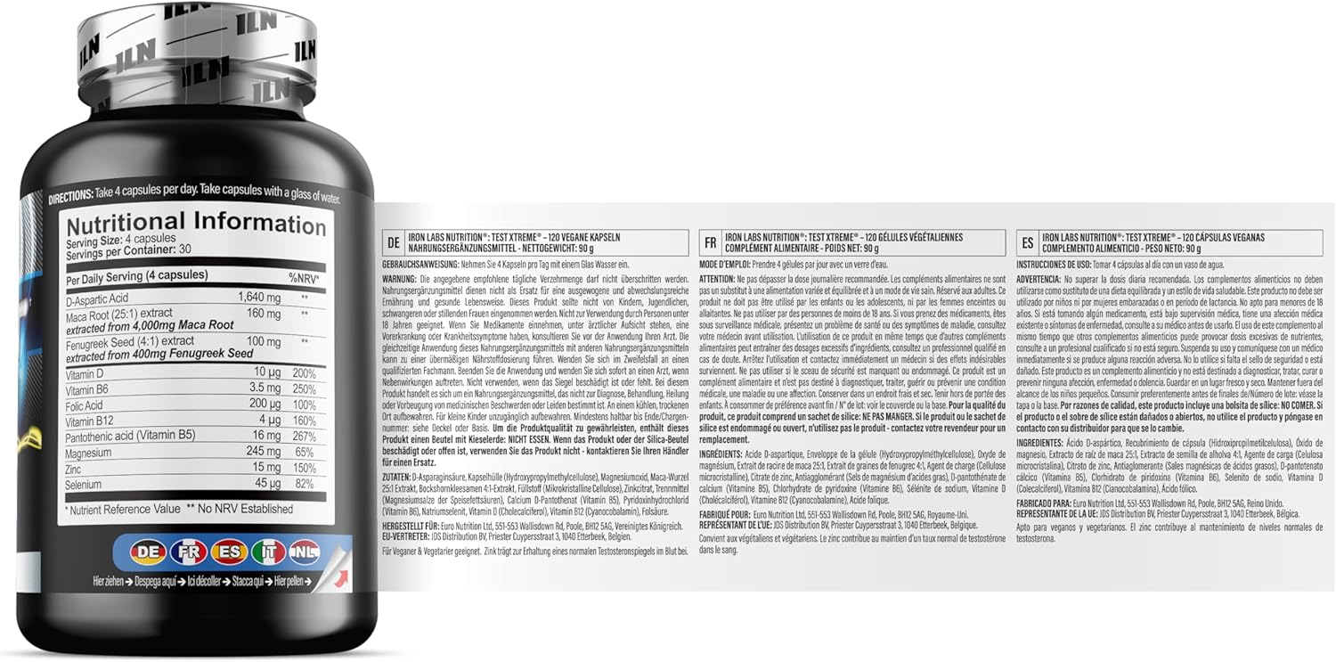 Magnesium Komplex mit B6 & Zink – Test Xtreme: Testosterone Booster – Muscle Growth & Strength (120 Tablets) – Bild 8