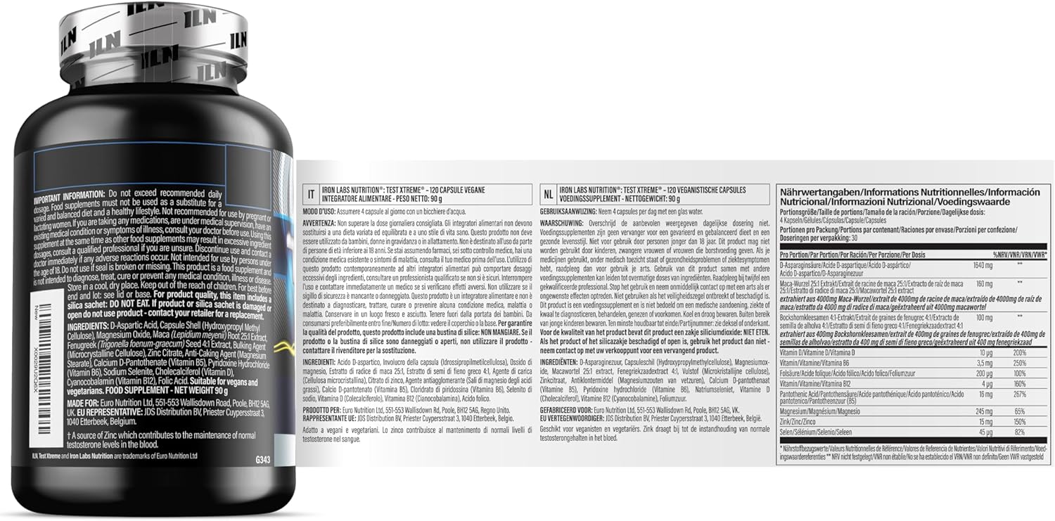 Magnesium Komplex mit B6 & Zink – Test Xtreme: Testosterone Booster – Muscle Growth & Strength (120 Tablets) – Bild 9