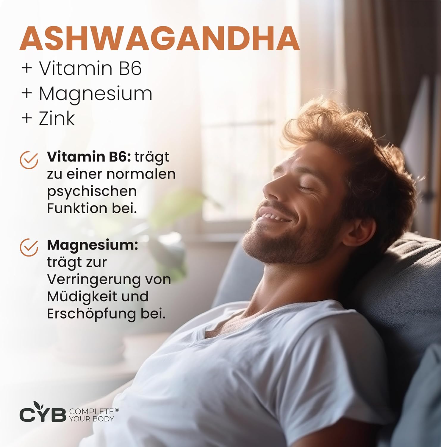 Magnesium Komplex mit B6 & Zink – Ashwagandha High Dose with Magnesium Glycinate, Vitamin B6 and Zinc - Stress and Energy Support - 120 Capsules - Vegan - Laboratory Tested – Bild 4