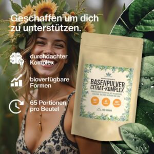 Magnesium Komplex mit B6 & Zink – naturalie® Base Powder with Base Citrates in Complex Rich in Calcium, Magnesium, Potassium and Zinc Laboratory Tested Quality 400 g