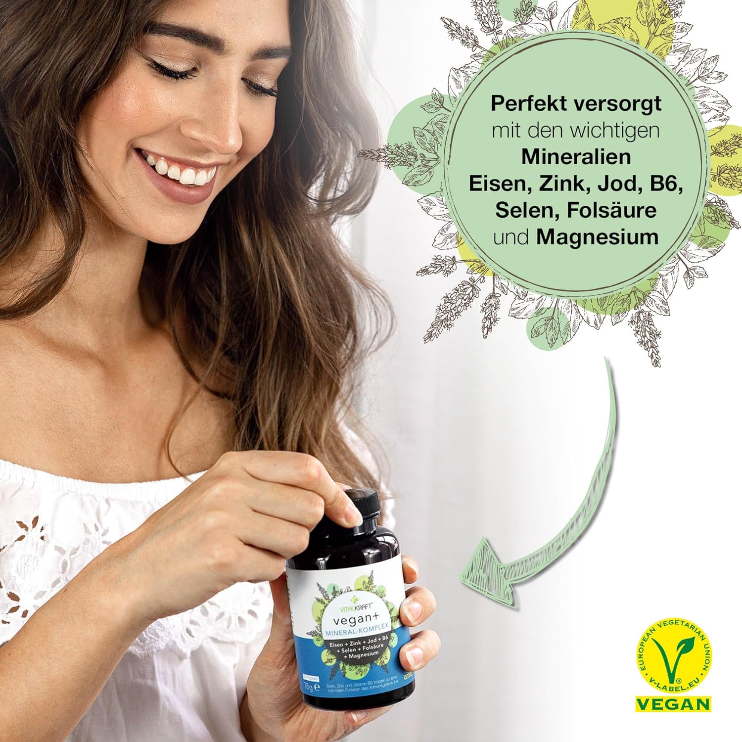 Magnesium Komplex mit B6 & Zink – Vegan+ Mineral Complex High Dose Capsules with Magnesium, Iron, Zinc, Iodine, Selenium, B6 and Folic Acid. Lactose-free and Gluten-Free Dietary Supplement – Bild 2
