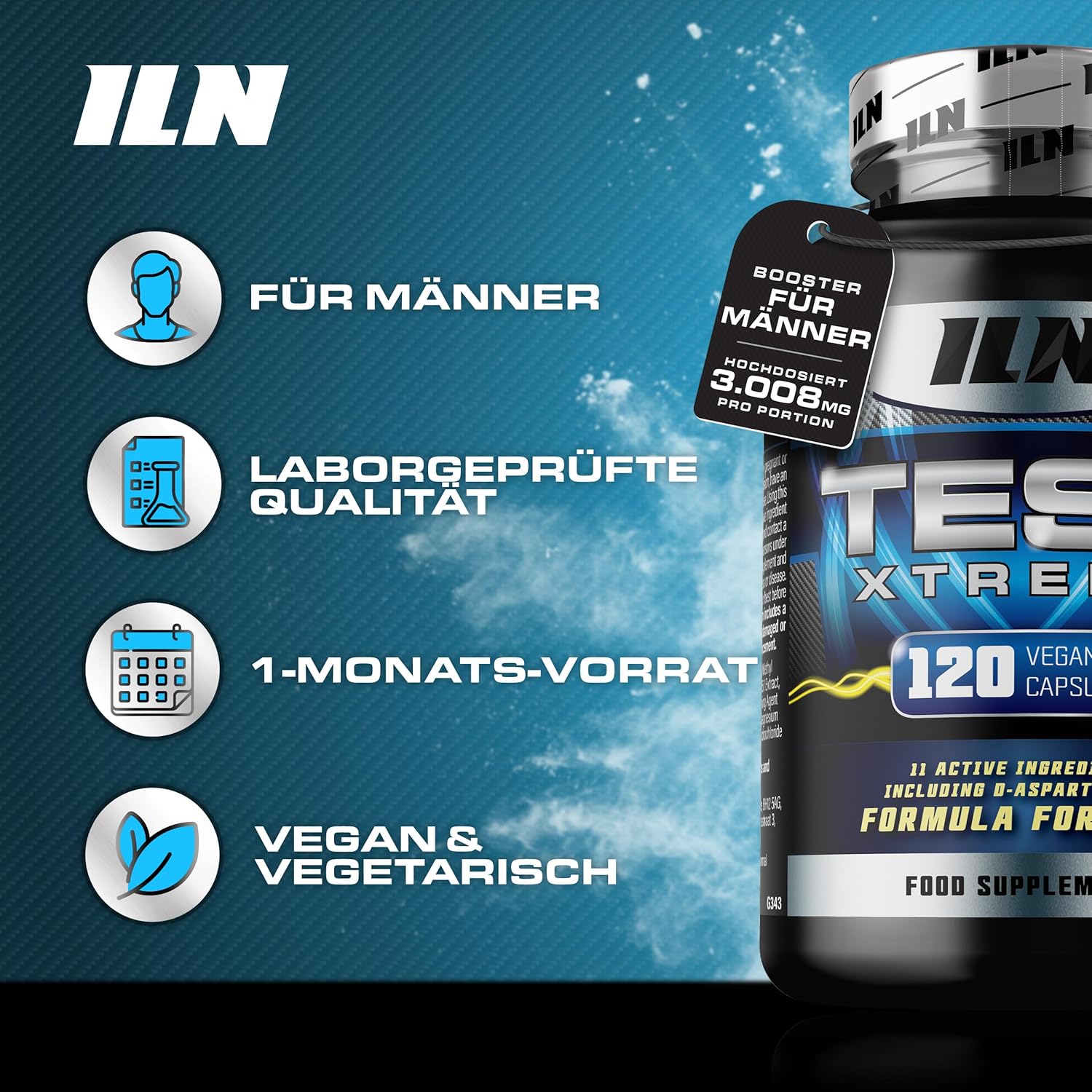 Magnesium Komplex mit B6 & Zink – Test Xtreme: Testosterone Booster – Muscle Growth & Strength (120 Tablets) – Bild 5