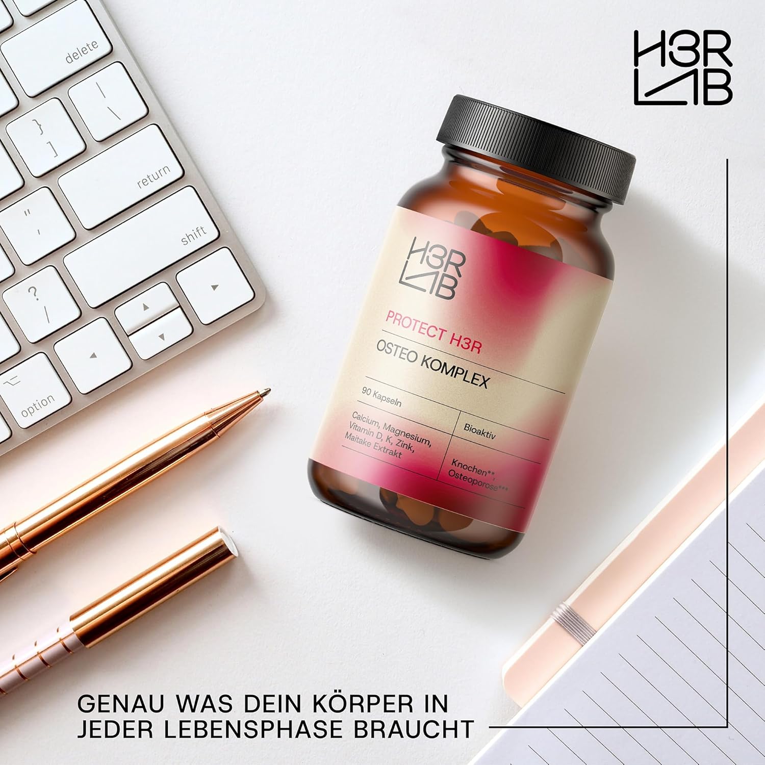 Magnesium Komplex mit B6 & Zink – Osteo Complex - Vegan Capsules with Calcium, Magnesium, Vitamin D3 & K2 | Base for Bones & Teeth | Calcium Magnesium D3 · Vitamin K2 D3 · Calcium + Vitamin D3 (90 Capsules) – Bild 4